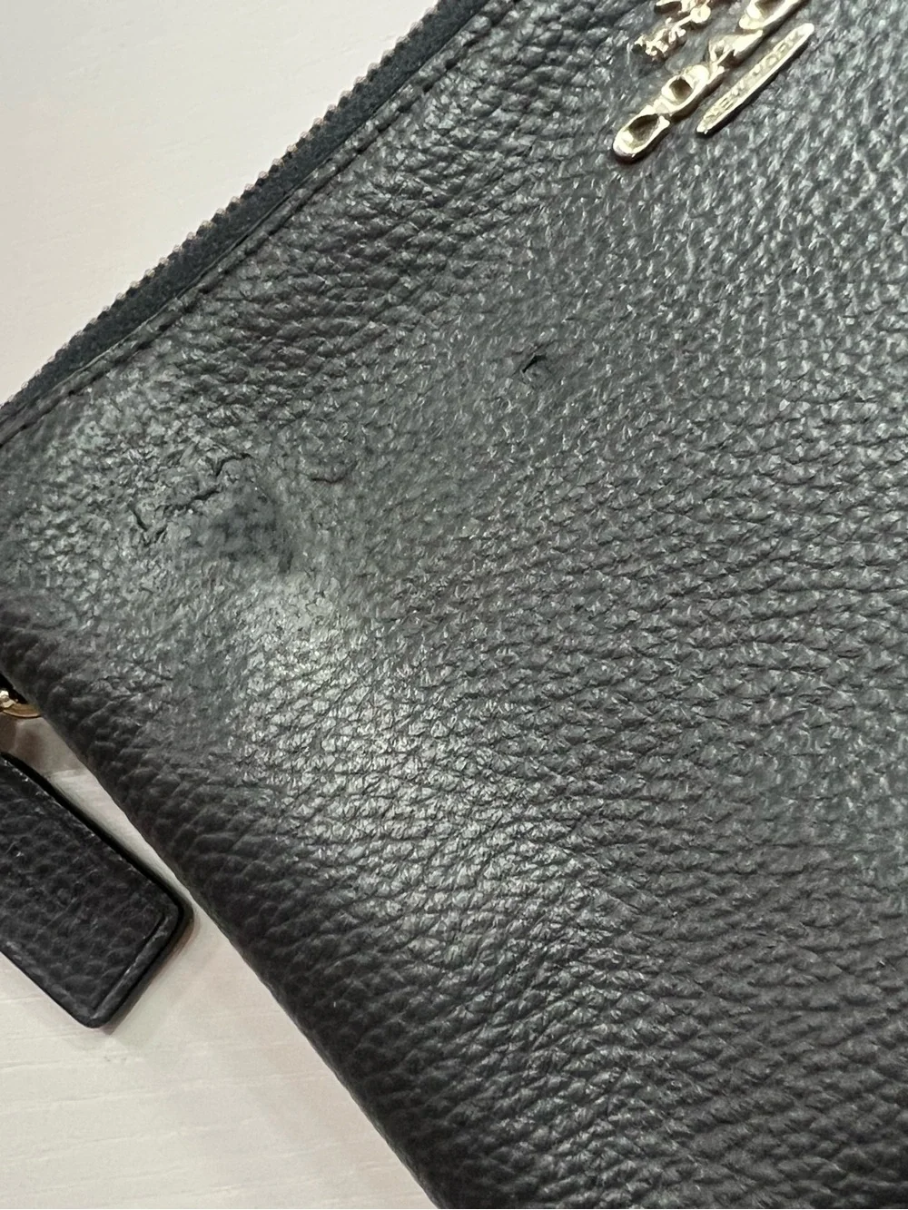 Coach Black Leather Wristlet Wallet with Cherry Charm